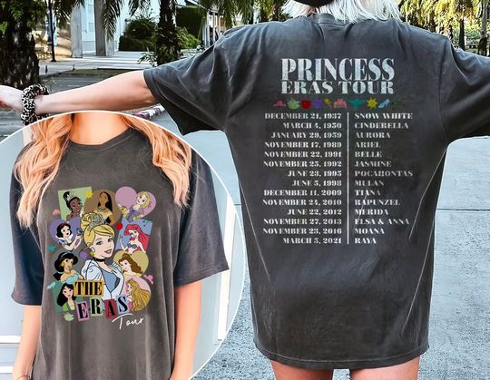 Disney Princess Eras Tour Shirt, Disney Princess Tour-dated Shirt, Disney Two-sided Shirt