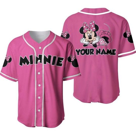 Cute Minnie Mouse Black Pink | Disney Custom Baseball Jersey