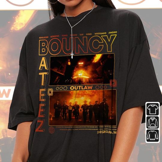 ATEEZ Kpop Shirt, Outlaw Tee Bouncy Tee, World Tour 2023 Fellowship Break The Wall