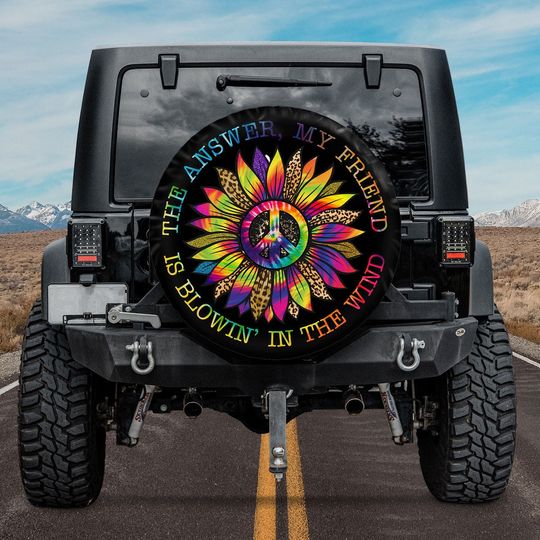 Leopard Sunflower Hippie Peace Sign Spare Tire Cover
