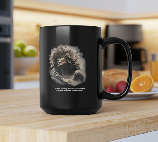 Tub! - Tina Turner Glossy Black Mug
