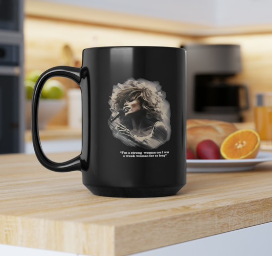 Tub! - Tina Turner Glossy Black Mug