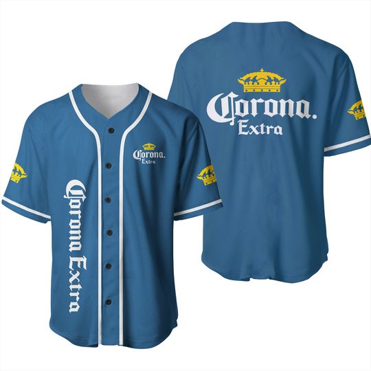 Corona Blue  Baseball Jersey, Beer Lovers Jersey