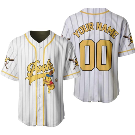 Custom Winnie Pooh Baseball Jersey Shirt, Disney Baseball Jersey Shirt