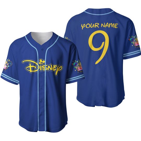 Personalize Blue Disney Baseball Jerseys