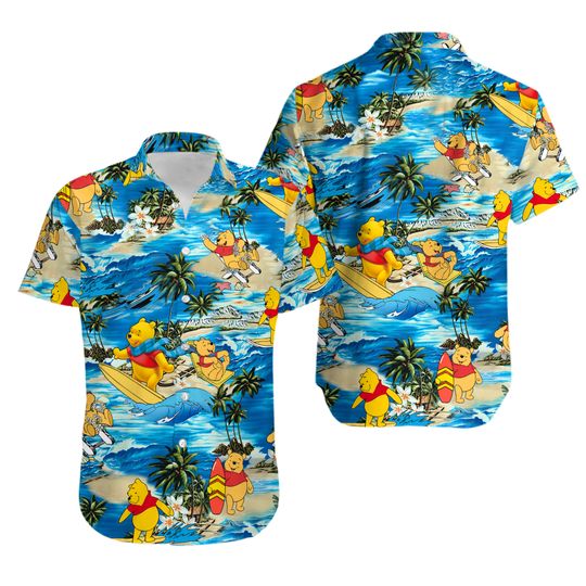 Pooh Bear Surfing Hawaiian Shirt