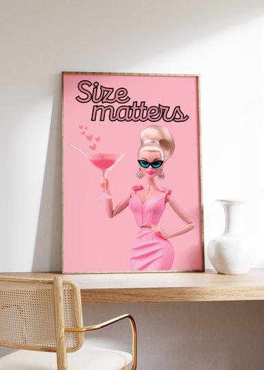 Funny Barbie Wall Art, Cocktail Barbie Poster