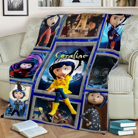 Personalized Coraline Blanket, Coraline E O Mundo Secreto Fleece Blanket, Coraline Halloween Gifts