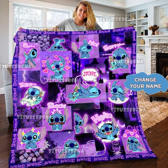 Personalized Stitch Fleece Blanket | Lilo and Stitch Fleece Blanket,