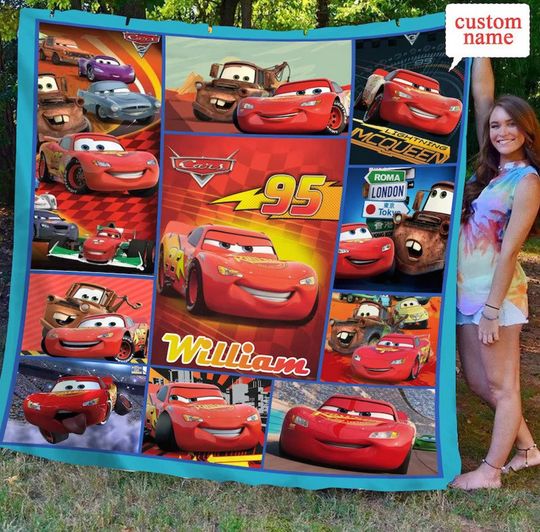 Personalized Disney Cars Quilt Blanket, Cars Movies Fleece Blanket