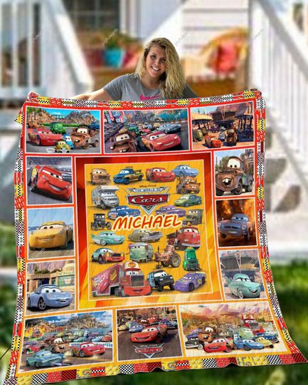 Disney Cars Quilt Blanket, Personalized Cars Movies Fleece Blanket, Lightning Mcqueen