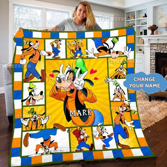 Personalized Goofy Fleece Blanket, Goofy Bedding Set| Goofy Themed Fleece