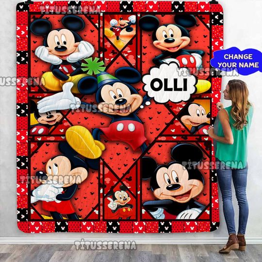 Personalized Mickey Mouse Fleece Blanket, Mickey Mouse Fleece Blanket
