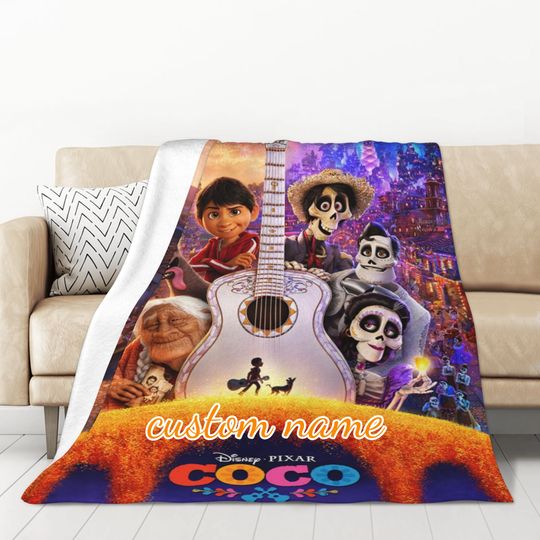 Custom Name Blanket Disney COCO Tapestry Personalized Blankets Birthday Gift