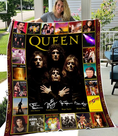 Queen Rock Band Album Covers Fleece Blanket, Queen Quilt