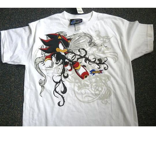 Sonic X - T-Shirt, Sonic X Shadow White Tribal Shirt, Sonic X Tee