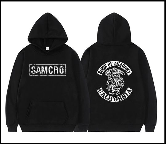 SAMCRO SOA JAX Front and Back Patch Mens Biker Pullover Hoodie