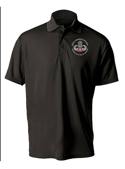 82nd Airborne Division w/ Ranger Tab Embroidered Moisture Wick Polo Shirt