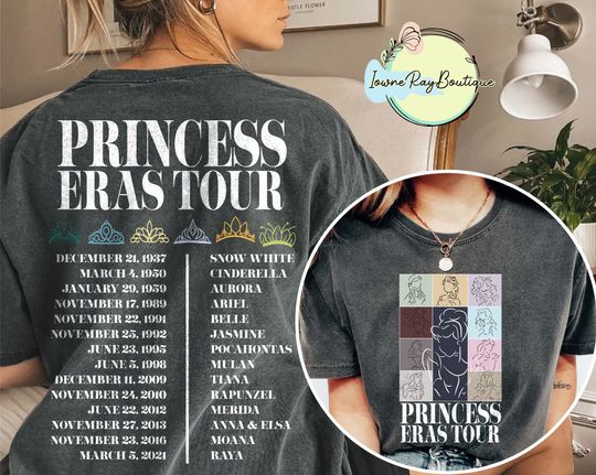 Retro Princess Eras Tour Comfort Color Shirt, Midnights Shirt, Disney Princess Shirt