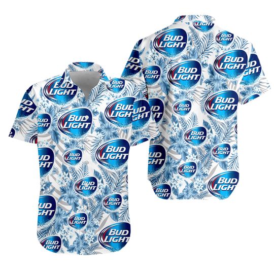 bud light Unisex Hawaiian Shirt, bud light Beer Button Up Shirt