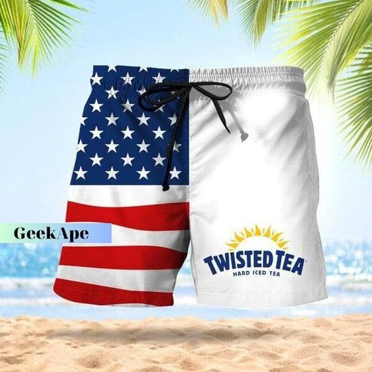 Twisted Tea Shorts, USA Flag 4Th Of July Twisted Tea Shorts, Twisted Tea Men Shorts