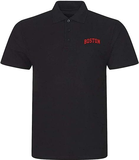 Men's Casual Polo Shirt Boston City Embroidered Golf Polo-Shirt