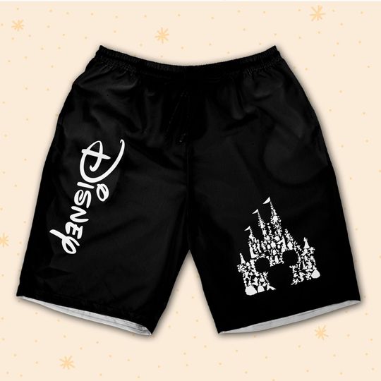 Disney Castle Black Shorts JS Shorts For Fans Disney