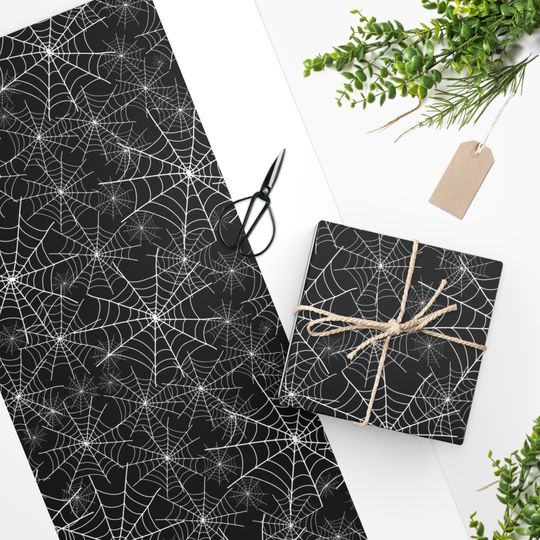 Black Spider Web Halloween Wrapping Paper