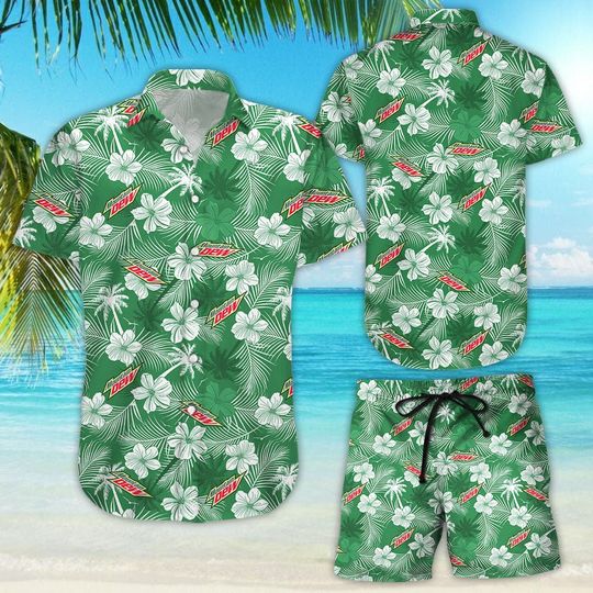 Mountain Dew Hawaii Floral, Hawaiian Beach Shirt Short Sleeve