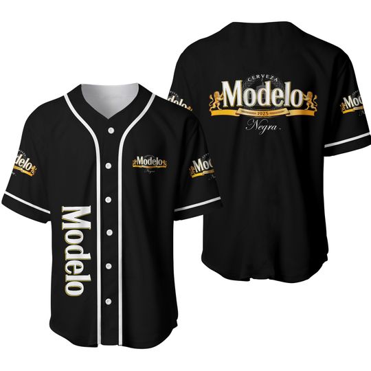 Modelo Baseball Jersey, Black Modelo Negra Beer Baseball Jersey