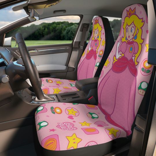 Princess Peach Car Seat Covers, Girls Rule, Nintendo Game, Super Mario, Gamer Gift