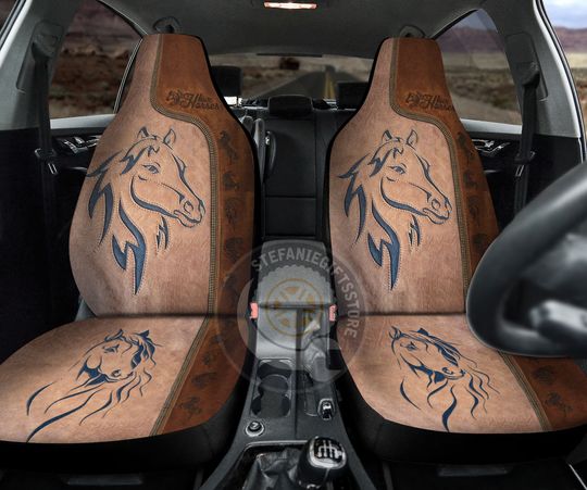 Horse Leather Car Seat, For Horse Lovers, Leather Pattern Seat Cover