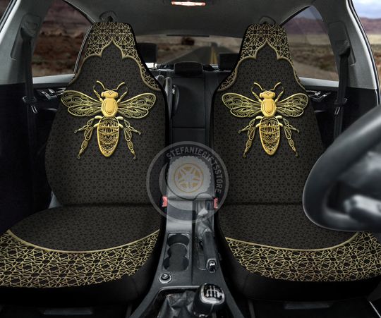 Bee Seat Cover, Golden Bee Car Seat Cover, Bee Lover Seat Cover