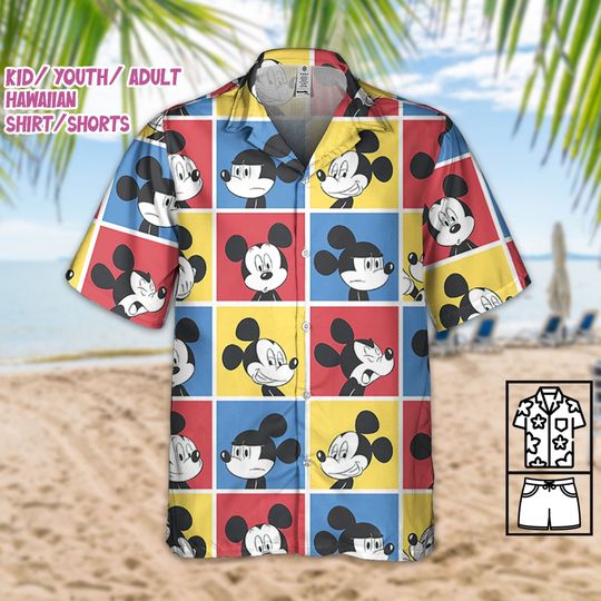 Disney Mickey Mouse Vintage Pop Art Emotion, Mickey Hawaiian Shirt, Aloha