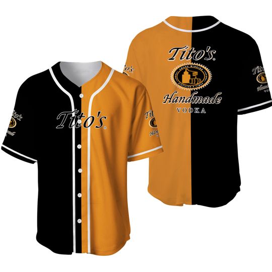Black And Orange Split Tito Handmade Baseball Jersey