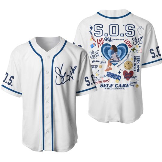 SZA SOS New Album Baseball Jersey,SZA Jersey,sza S.O.S Jersey,Sza Merch,Sza Sos Tour