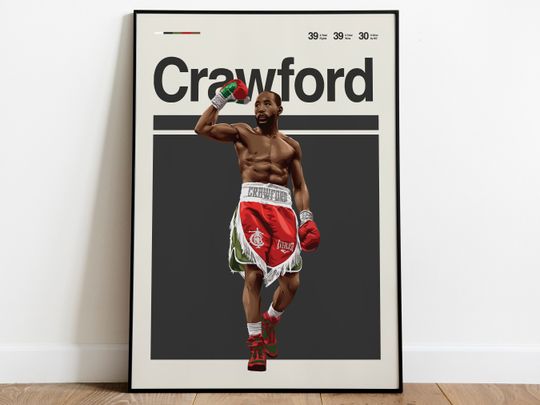 Terence Crawford Poster - Boxing Wall Art, Minimalist Mid Century Modern Decor
