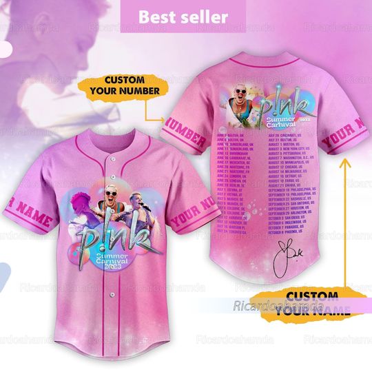 Custom P!nk Pink Carnival Baseball Jersey, Pink Tour Jersey Shirt