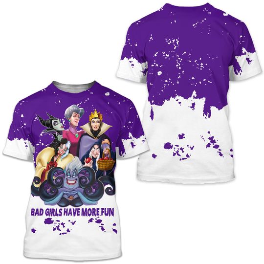 Disney Villians Quotes Purple Splatter Paint Disney Graphics  3D Tshirt