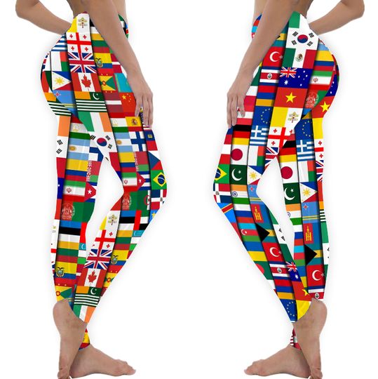 60 Flags of the Countries of the World, International Gift Leggings
