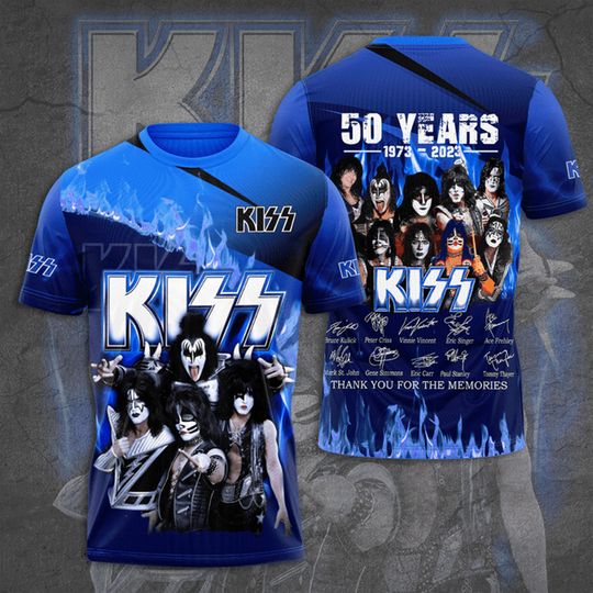 Kiss Band 50th Anniversary 1973-2023 Signature 3D T-Shirt, KISS Band Shirt