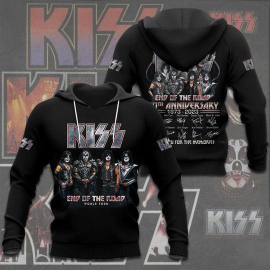 Kiss Band 50th Anniversary 1973-2023 Signature 3D Hoodie, Thank You Shirt