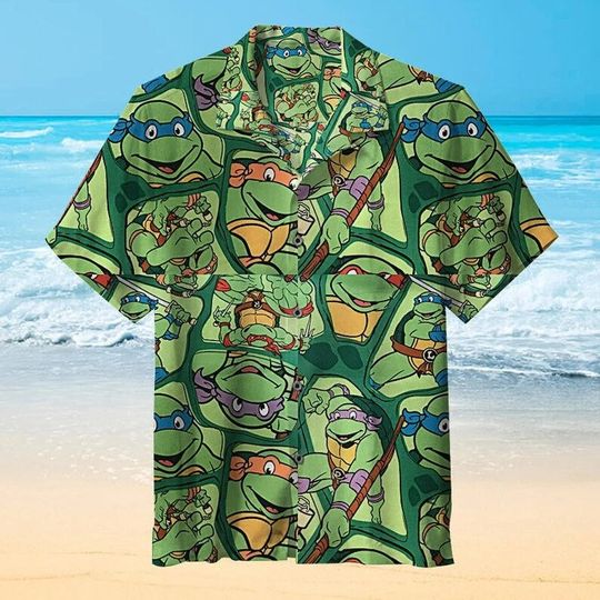 Unisex Hawaiian Shirt, Teenage Mutant Ninja Turles Tee, Ninja Turtle Lovers Fan Hawaiian Shirt