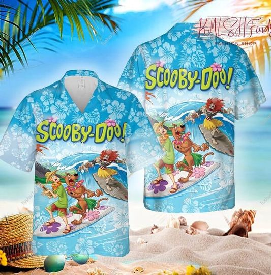 Scooby Doo Hawaiian Shirt, Hawaiian Shirt, Tropical Flower Hawaiian Shirt