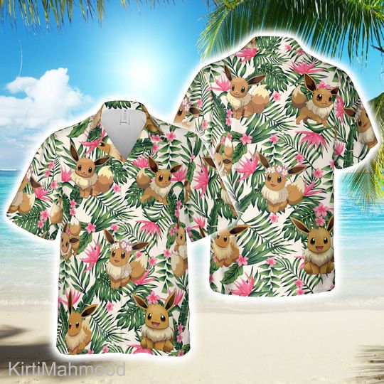 Eevee Evolution Hawaiian Shirt, Flareon Espeon Jolteon