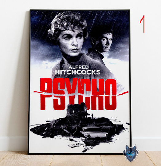 Psycho Poster, Anthony Perkins Wall Art, Rolled Canvas Print, Movie Poster Gift