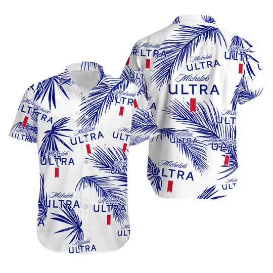 Michelob Ultra Hawaiian Palm Leaves Pattern Shirt