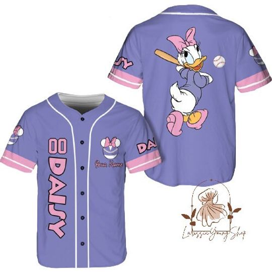 Custom Daisy Duck Baseball Jersey, Disney Baseball Jersey, Disney Vacation Shirt