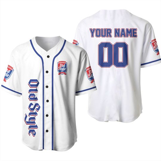 Old Style white beer personalized jersey shirt - Jersey baseball
