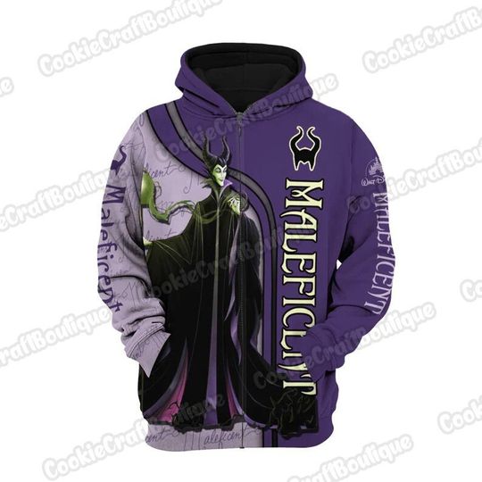 Maleficent Hoodie, Disney Maleficent Shirt, Maleficent 3D Zip Hoodie
